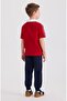 Boy's Red Polo Collar Short Sleeve T-Shirt 4-12 Years Old Red - 4