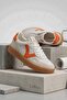 Women's White Orange Leather Sneaker - Thick Soled Casual Daily Shoes - 2