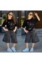 Girl's Star Printed Oversize T-Shirt & Ripped Detailed Denim Shorts Combination – Stylish Summer Set 2535 S