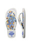 Top Tropicalia Vibes White-Blue-Gold Premium Luxury Women's Patterned Non-Slip Comfortable Beach Flip Flops - 4