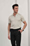 Men's Basic Zippered Polo Collar T-Shirt - 2