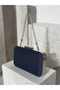 Navy Blue Color Z.A.R.A. Satin Crystal Stone Embroidered Chain Women's Evening Dress Bag Wedding Engagement Graduation - 2