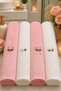 Premium French Guipure Lace 4-Piece Cotton Towel Set (2 Pink & 2 White) 50X90