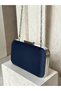 Navy Blue Color Z.A.R.A. Satin Crystal Stone Embroidered Chain Women's Evening Dress Bag Wedding Engagement Graduation - 8