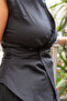Women's Black Double-Breasted Modern Fit Fitted Waist Shirt - 4
