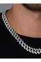 Men's and Women's Steel Necklace - Gourmet Model Monaco Cuban Design White Plated Necklace - 2