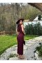 Stylish Polyviscose Dress with Gathered Sides and Slit at the Back - 4