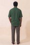 Dark Green Wide Fit 100% Cotton Muslin Fabric Judge Collar Short Sleeve Men's Shirt - Hajj Umrah Shirt - 6
