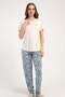 Round Neck Short Sleeve Pajama Set Cream-512275 - 4