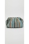 The Moiss Baby Blue Striped Scholarship Women's Hand and Shoulder Bag with Chain Strap - 3