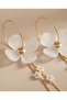 Gold Dangle Flower Earrings 6 cm Lightweight - 2