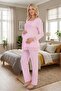 New Season Women's Pink Lace Buttoned Special Design 100% Cotton Maternity Pajama Set - 4