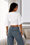 Asymmetrical Waist-Fitted 97% Cotton Bat Sleeve Blouse - 3