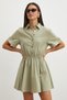 Waist-tie shirt collar summer dress - 5