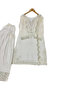 White Natural Silk Embroidered Palazzo Set with Net Dupatta - HRT7603 | White - 3