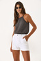 Women's Norah Elastic Waist Colorful Jean Shorts - White - 5