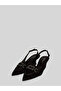 Elisse Women's Black Silver Stone Buckle Open Back Short Heeled Shoes 7 cm