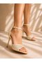 Women's Stone Embellished Satin Ankle Strap Engagement Henna Wedding Girl Request Steel Thin Heeled Evening Dress Shoes - 2
