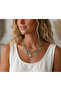 Steel Chain Turquoise Fish and Starfish Figured Design Necklace