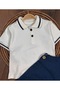 Polo Collar Buttoned Lycra Stretch Fabric Summer Baby Boy Denim Salopet Set - 3