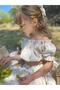 Girl's Sunflower Embossed Printed Crop & Skirt & Buckle Set - 3
