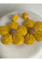 Yellow Brown Flower Straw Earrings (7 cm) - 4
