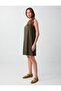 Khaki Round Neck Loose Fit Short Dress - 3
