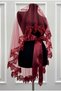 Burgundy Bridal Veil Set, Embellished with Sparkling Sequins and Crystal Glass Beads, Henna Night Veil 6 Pieces - 6