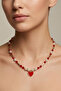 Pearl Crystal Red Heart Design Necklace