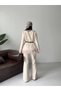 Premium Lace Detailed Blazer Jacket Spanish Flare Pants Set - 5