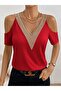 Women's Viscose Blouse with Open Shoulders and V-Neck