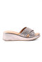 Genuine Leather Copper Knitted Wedge Heel Women's Slippers - Z26229-2