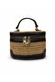 Leather Garnished Straw Bucket Mini Bag Pmn0070 - 2