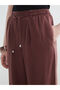 Brown Wideleg Women's Jean Trousers with Elastic Waist - 6