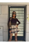 Women's Belted Plaid Skirt with Shorts - 4