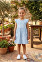 Girl's Blue Floral Patterned Ruffle Summer Dress Beach - 5