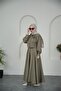 Women's Green Bow Accessory Button Detailed Skirted Hijab Set --- Nbvq3128 - 4