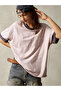Pink Contrast Trim Drop Shoulder T-Shirt with Pocket Detail