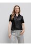 Black Satin Short Sleeve Blouse - 3