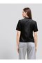 Black Satin Short Sleeve Blouse - 5