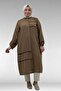 68031 Plus Size Linen Shirt with Stripe Detail - Tan