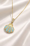 Women's Gold Color Sea Shell Necklace with Enamel Zircon Stones Modern Stylish Elegant Design - 3