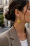 Damla Model Gold Earring Series White Black Red Yellow Stone Minimal Luxury Women's Earrings - 4