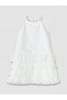 Lcw Kids White Halter Neck Ruffled Stoned Girls Dress - 5