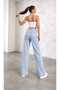Lussi 90`S Lycra Loose Women's Ice Blue Snow Super High Waist Loose Leg Denim Jeans - 5