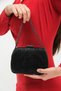 Black Wavy Women's Wedding Evening Dress Event Clutch Bag - 3