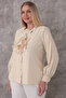 Plus Size Detachable Ruffle Collar Long Sleeve Modern Evening Dress Women's Shirt - 2