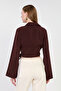 Women's Double-Breasted Collar Side-Tie Long Sleeve Shirt - Bitter Brown - 5