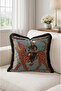 Vintage Miniature Patterned Fringed Throw Pillow Cover with Figure on Tiger - Authentic Fur with Black Tassels - 2