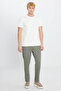 Men's Ecru 100% Cotton Slim Fit Crew Neck Jacquard T-Shirt - 2